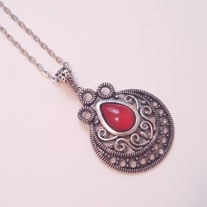 Silvertone aztec tribal pendant